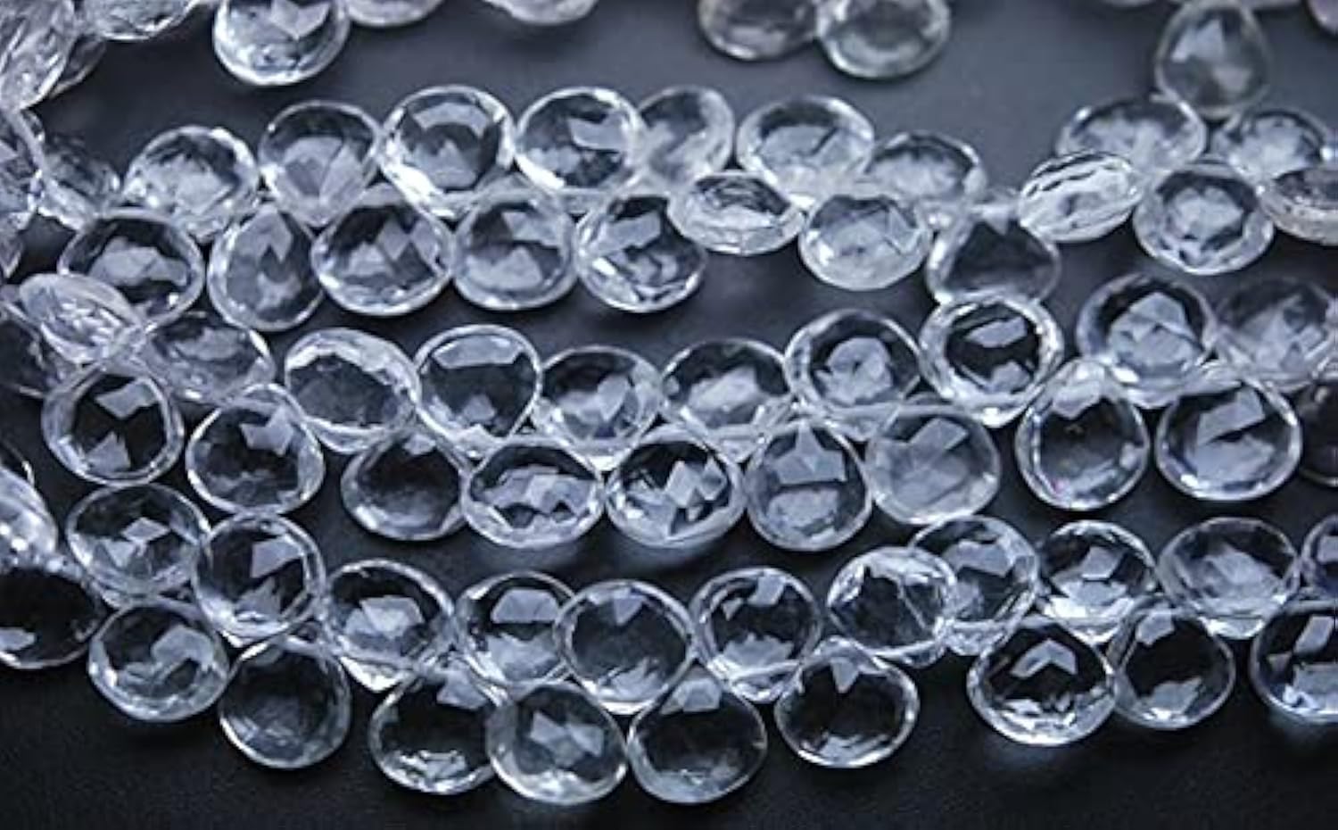 Quartz cristal de roche briolettes cœur facettées de qualité gemme