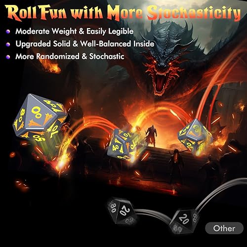 Miniatura 5 de CooAoo Juego de dados DND iluminados, dados LED recargables inalámbricos con caja de carga, 7 piezas de dados electrónicos, dados poliédricos RGB