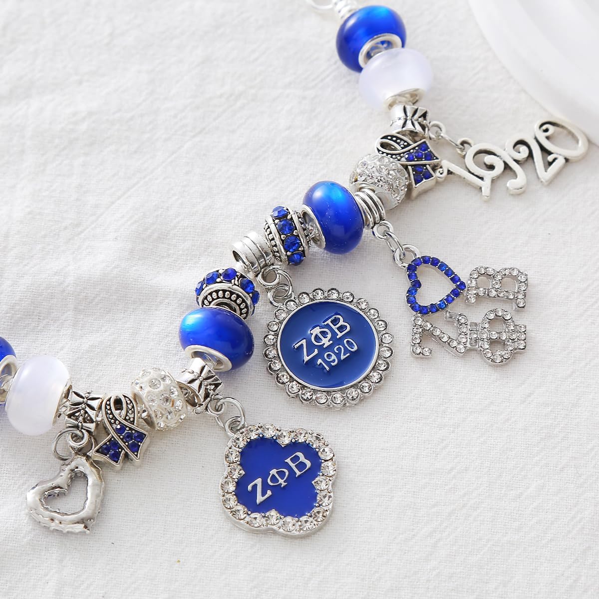 Society 1920 Soror Dove Zeta Sorority Bracelets Greek Charms Beaded Bangles For My Sisterhood Members Gifts Adjust For Wrist