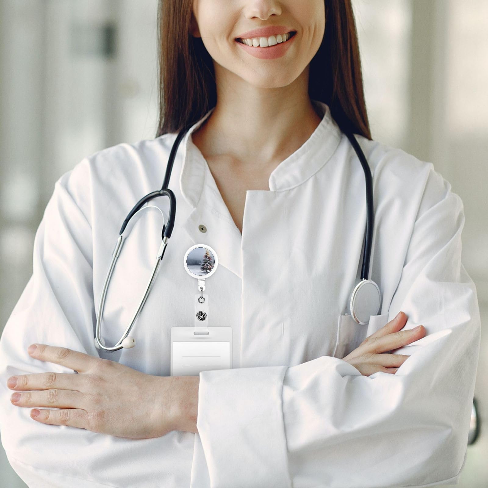 Enrouleur De Badge Rétractable En Forme De Sapin De Noël Avec