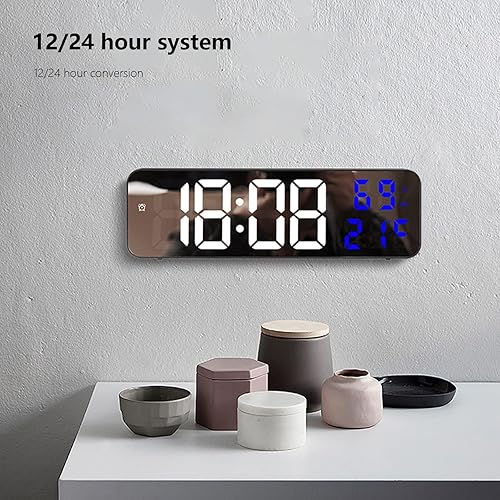 Miniatura 4 de Reloj de pared digital con control remoto, pantalla LED de 9 pulgadas, función de cuenta regresiva, reloj despertador de brillo ajustable con