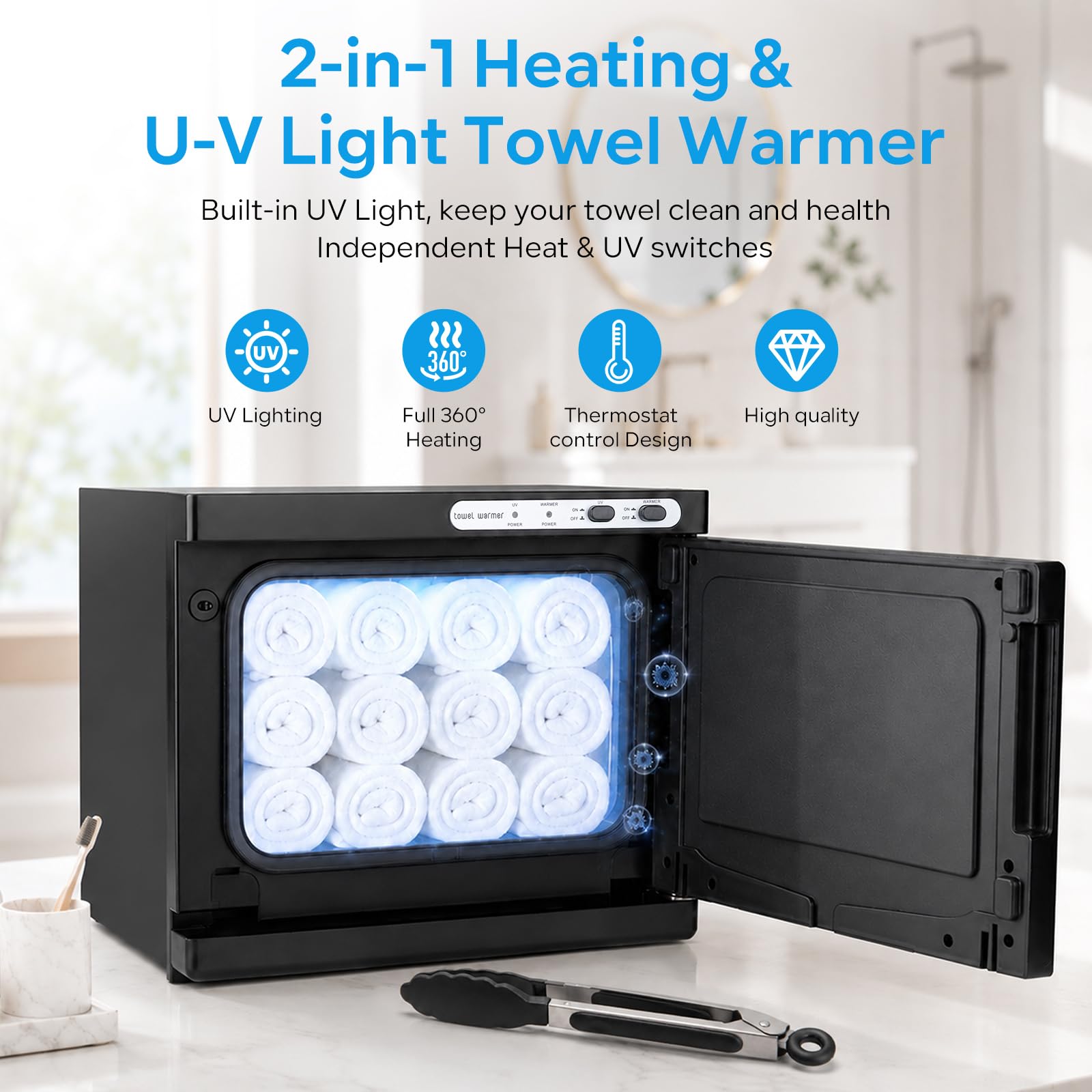 8L Professional Hot Towel Warmer Cabinet with UV Light