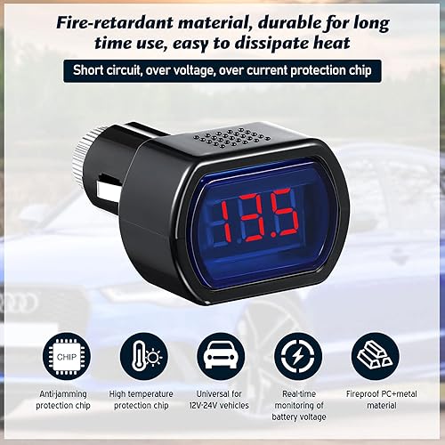 Miniatura 4 de 4 unidades DC 12V-24V LED Digital Car Voltímetro Vehículo Medidor de Voltaje Monitor para Auto Coche Motocicleta Camión