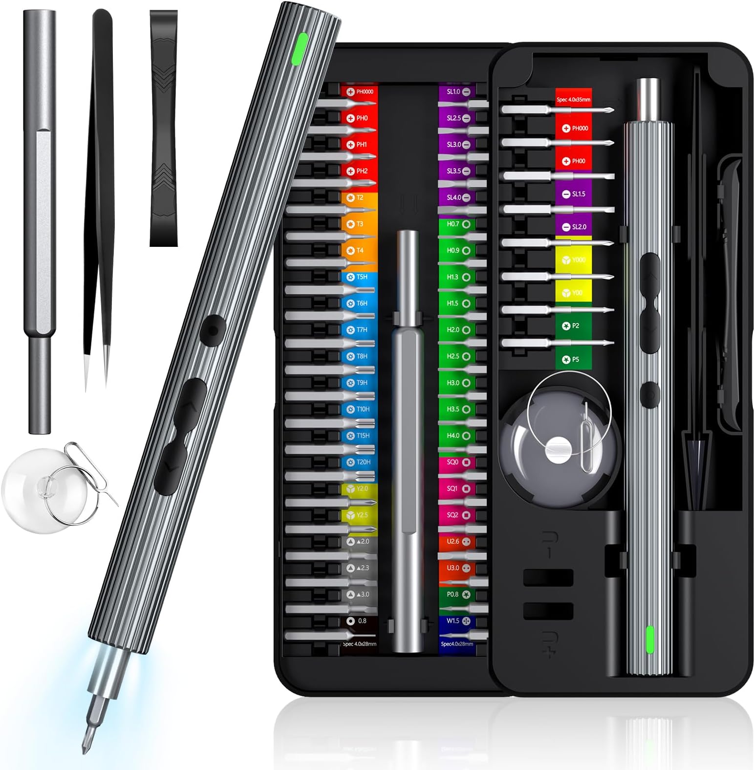 LIFEGOO Mini Electric Screwdriver Set,58 in 1 Cordless Eectric Precision Screwdriver with 50 Magnetic Bits Small Power Screwdriver Repair Tool Kit for Phone Watch Camera