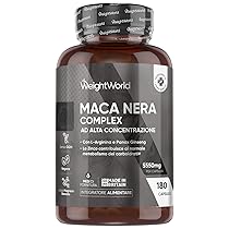 Maca Peruviana, 180 Capsule Vegane, 1 al Giorno (6 Mesi), Estratto 100:1, Maca Nera Complex con L Arginina, Zinco come Zinco Citrato, Panax Ginseng, Pepe Nero, Senza Magnesio Stearato, Senza Glutine