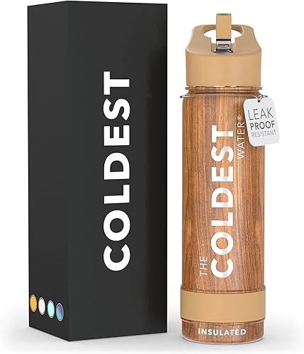 Miniatura 77 de Coldest - Botella de agua deportiva con tapa con popote y asa, a prueba de fugas, de acero inoxidable con aislamiento al vacío de doble pared,