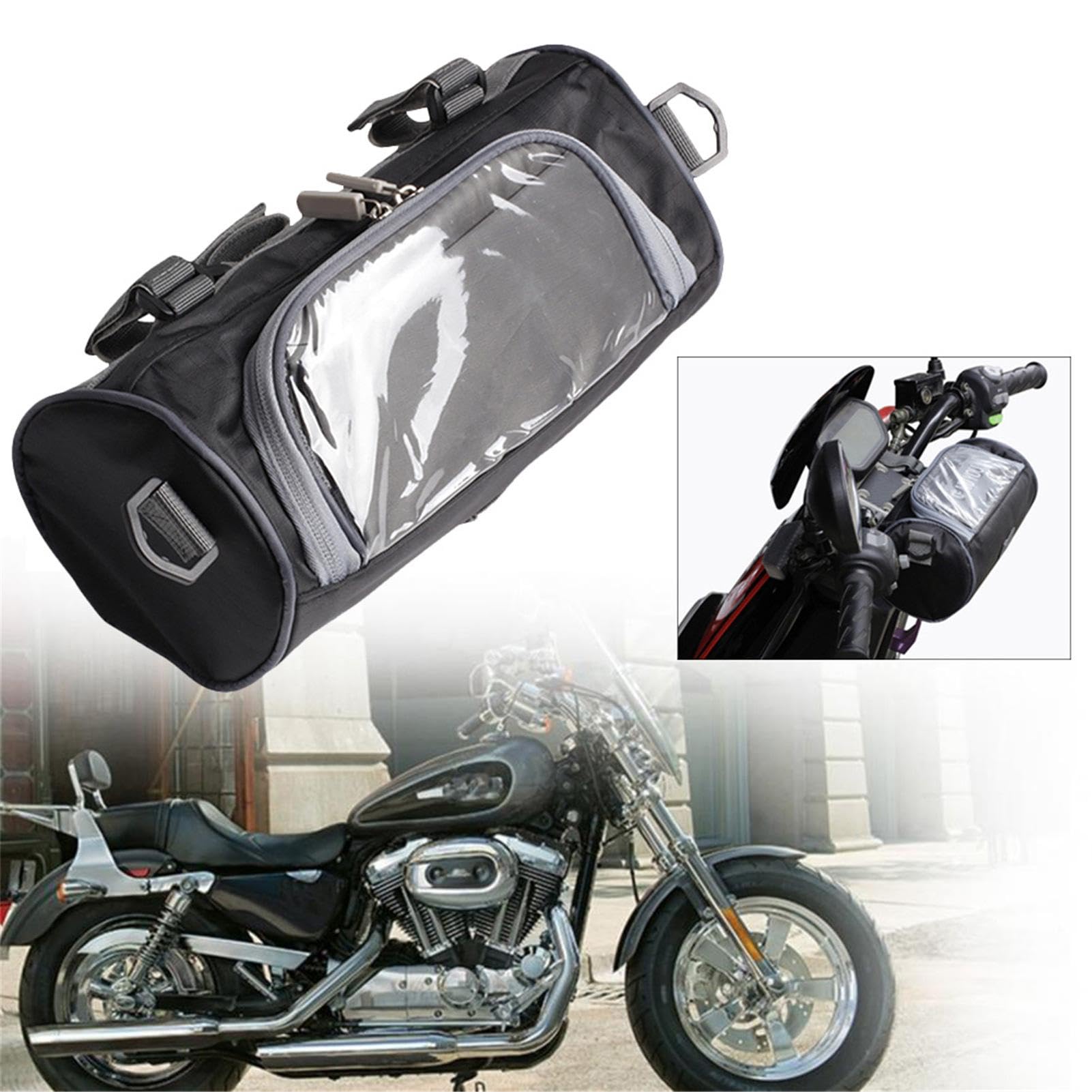Borsa da sella per moto, mini forcella da moto, manubrio in pelle PU, custodia per attrezzi (D