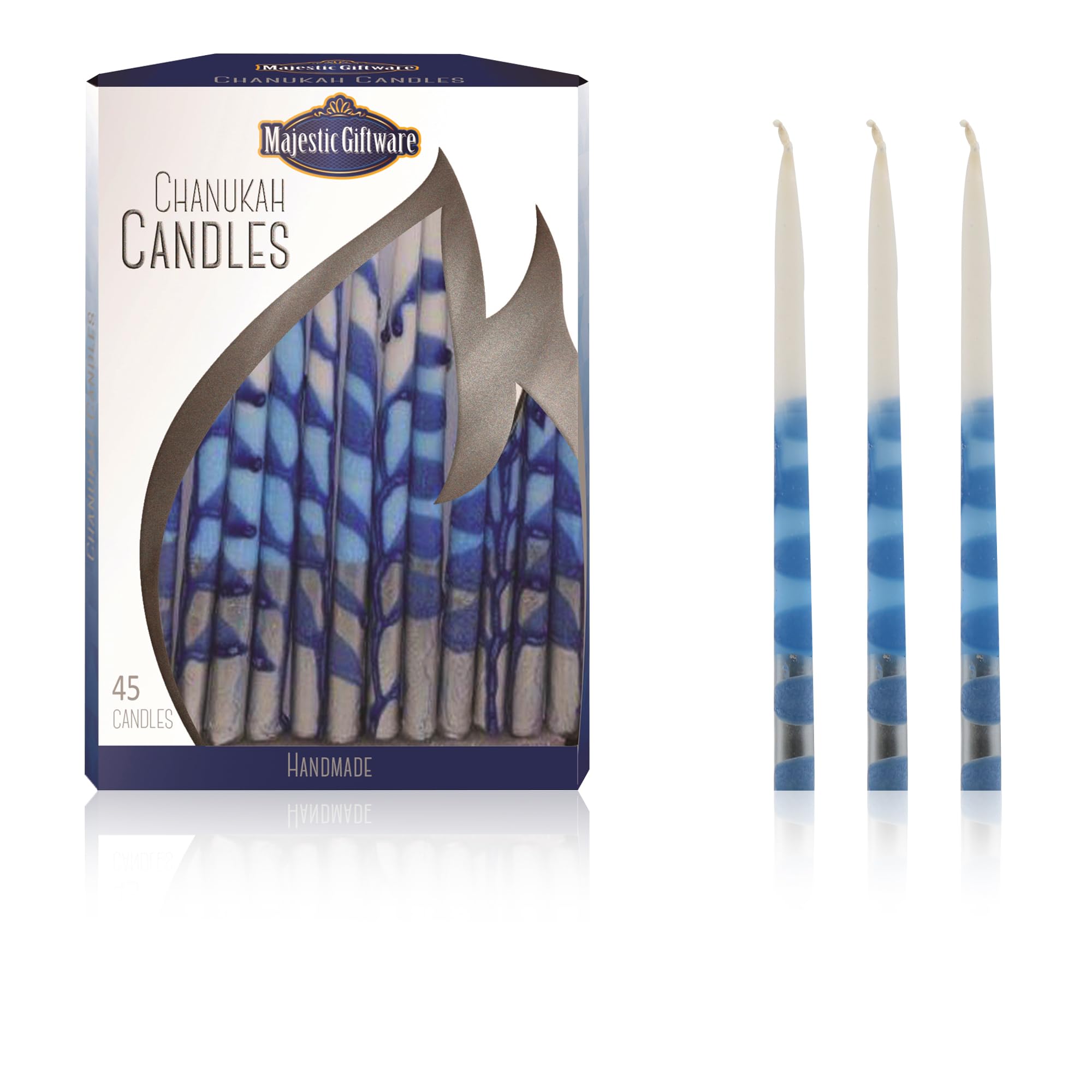 Majestic Giftware Multicolor Hanukkah Candles - CP270 | 45 Dripless Chanukah Candles for All 8 Nights of Hanukkah | Premium Quality Wax | Chanukah Candles Fits Most Menorahs (Blue/White/Silver)