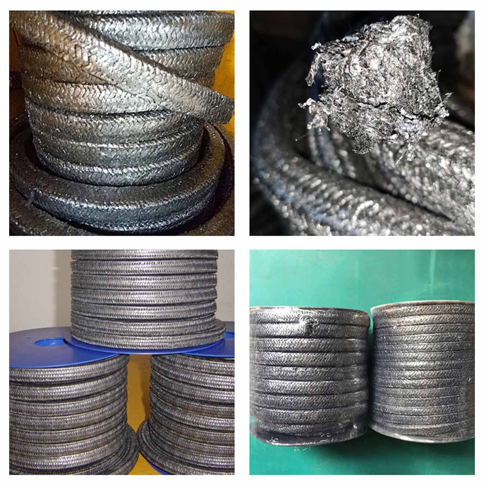 Garniture de compression tressée en graphite PTFE Graphitized Expanded PTFE Graphite Braided Compression Packing 5M Multiple Sizes(6 * 6Mm)