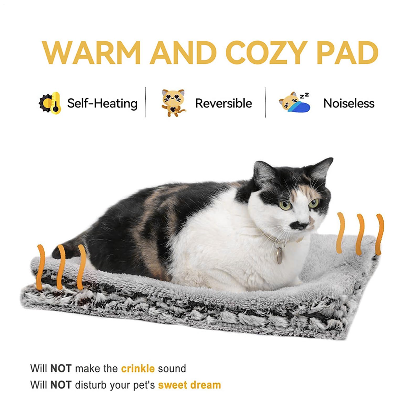 Self Warming Cat Mat, Double-Sided Pet Pad, Plush Heating Blanket with Soft, Cozy Bedding for Small Animals Medium Winter Outdoor Couch Bedside Corners Cage Home Use, 23.62x19.69x1.97 Inches