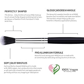 MSQ Eye Makeup Brushes 12pcs Eyeshadow Makeup Brushes Set with Soft Synthetic Hairs & Real Longer Wood Handle for Eyeshadow, Eyelash,Eyebrow, Eyeliner, Blending, Conclear(Black)