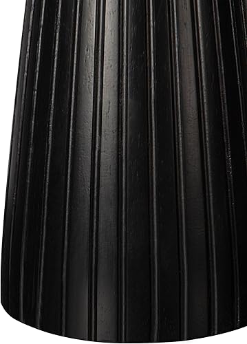 Miniatura 7 de Mesa auxiliar con pedestal negra de 14.56 pulgadas de diámetro, mesa auxiliar moderna, diseño de base acanalada, mesa de bebida minimalista para