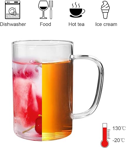 Miniatura 2 de HORLIMER Juego de 12 tazas de café transparentes de 10 oz16 onzas, taza de café de vidrio para té, capuchino, latte y jugo de leche