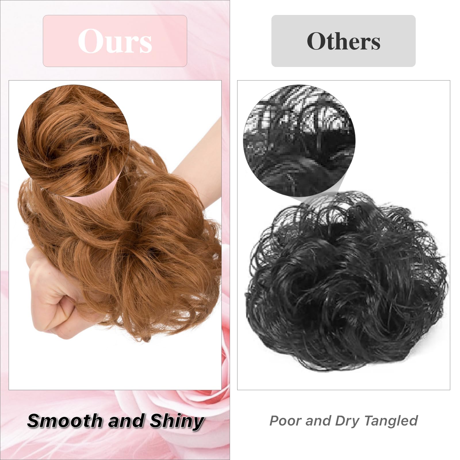 Benehair Messy Bun Hair Piece Curly Wavy Hair Scrunchies Messy Bun Scrunchie Synthetic Donut Updo Hair Pieces for Women Girls (Auburn - Image 4