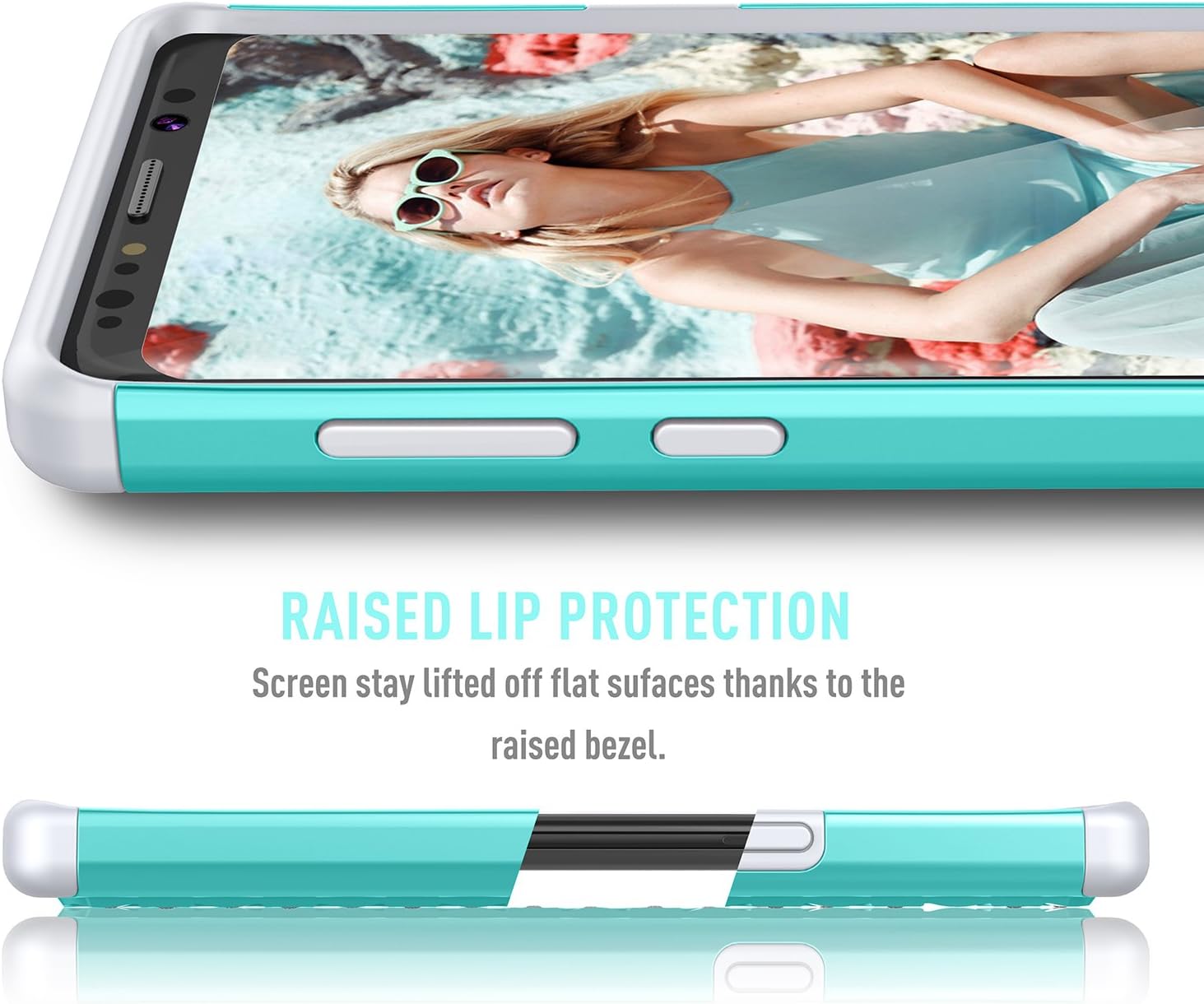 TILL Galaxy Note 8 Case, Studded Rhinestone Crystal Bling Diamond Sparkly Luxury Shock Absorbing Hybrid Defender Slim Fit Glitter Cute Samsung Galaxy Note 8 Case Cover for Girls Women [Turquoise]