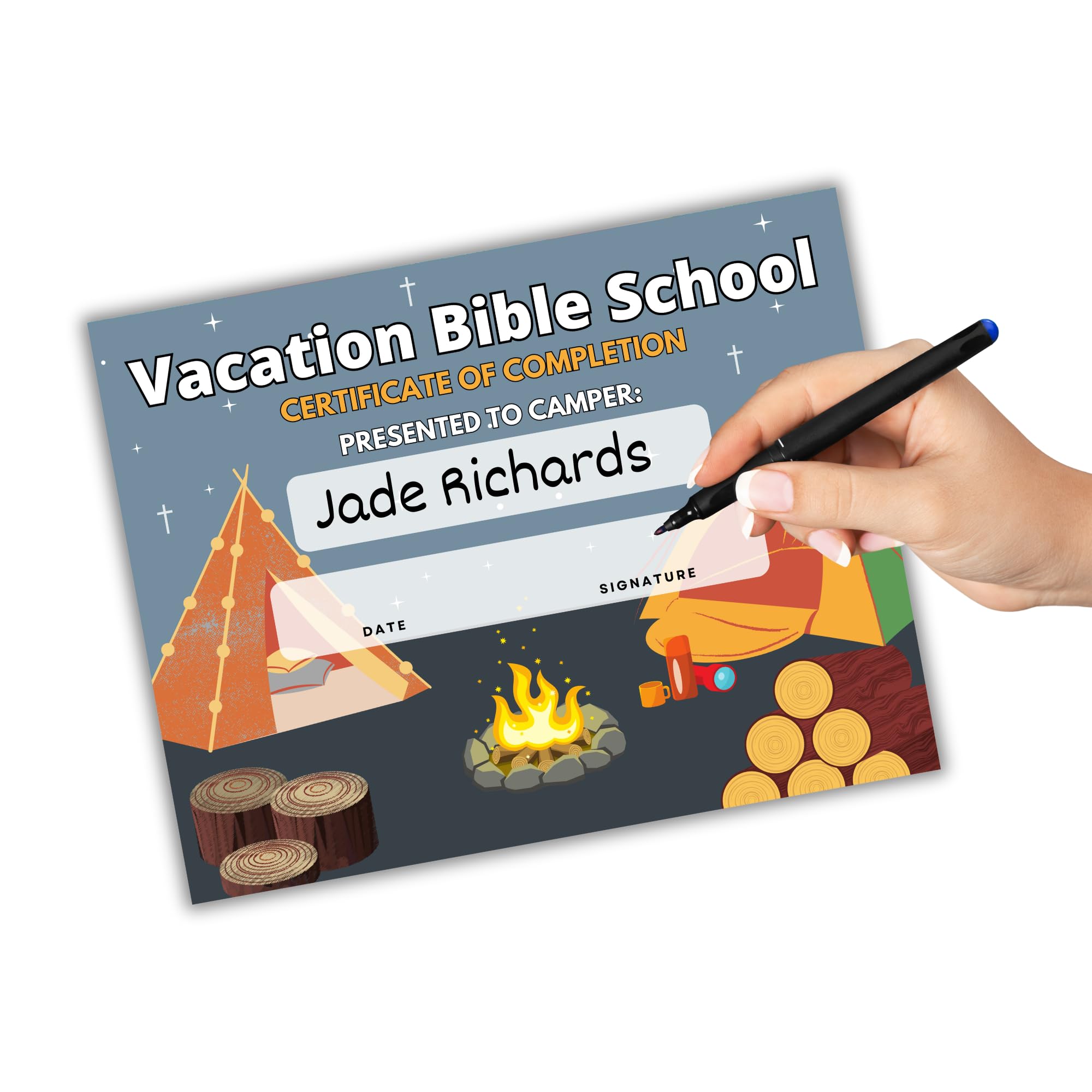 Certificados VBS 2025 - Pacote Com 50 Unidades 23x15 Cm Para Escola Bíblica