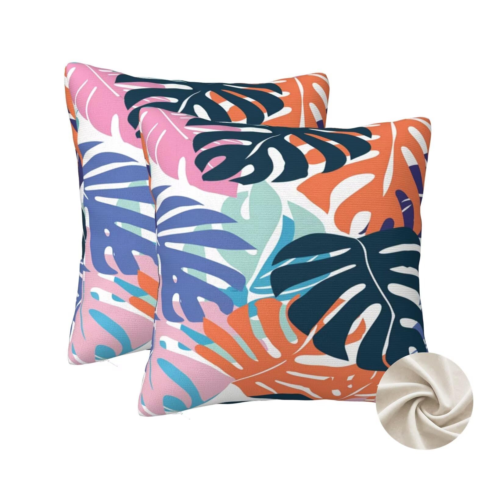 Housses de coussin 60x60 cm lot de 2 à motif de plantes tropicales