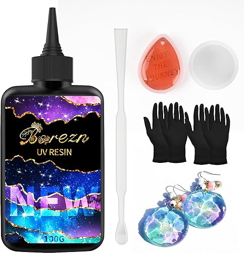 Resina UV transparente dura 3.53 oz, resina epoxi de curado UV de alto brillo, resina premezclada transparente, pegamento activado solar