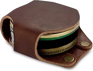 American Bench Craft Dip Can Belt Holder - Snuff Can Holder - Dip Can Holster - Leather Chewing Tobacco Pouch (Brown)