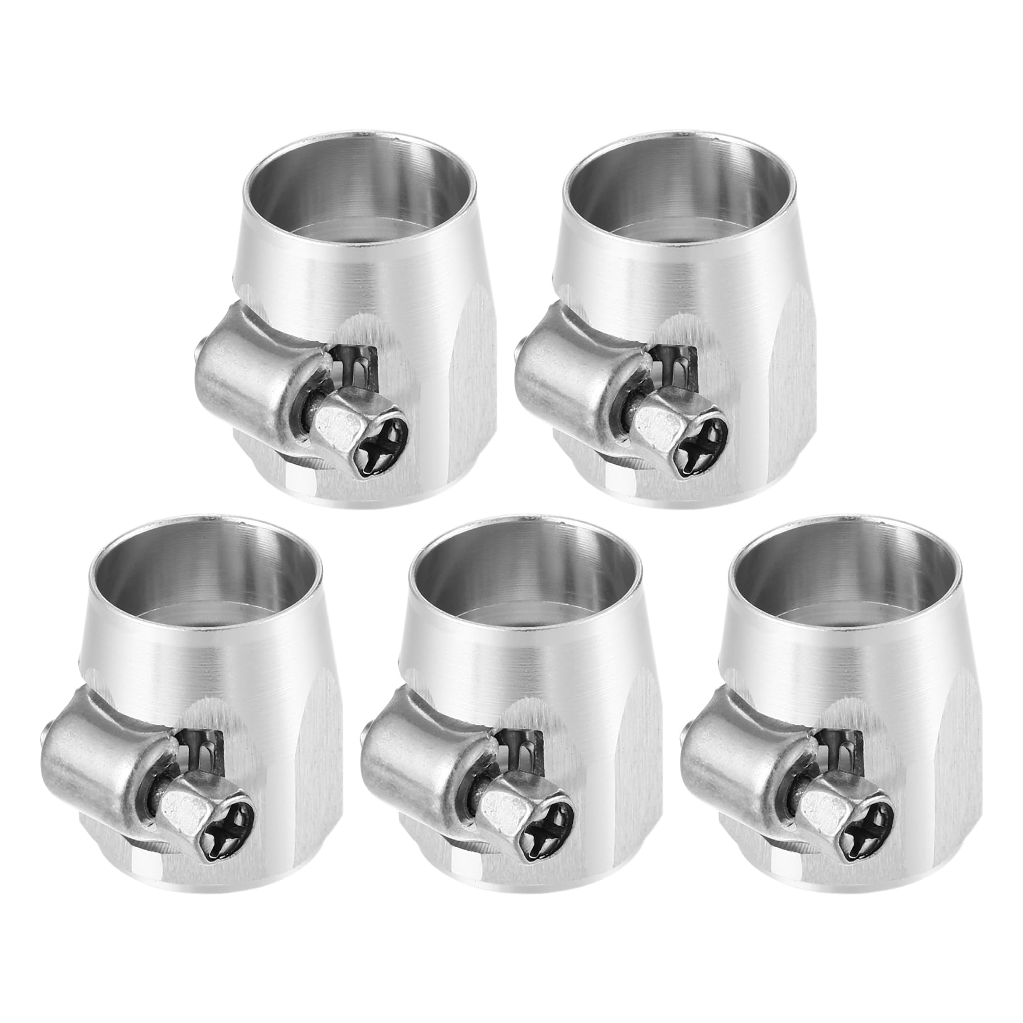 X AUTOHAUX 5 Pcs AN6 Hex Car Hose Finisher Flexible Rubber Pipe Clamp with Screw Band Adapter Fitting for Oil Fuel Water Tube Silver Tone