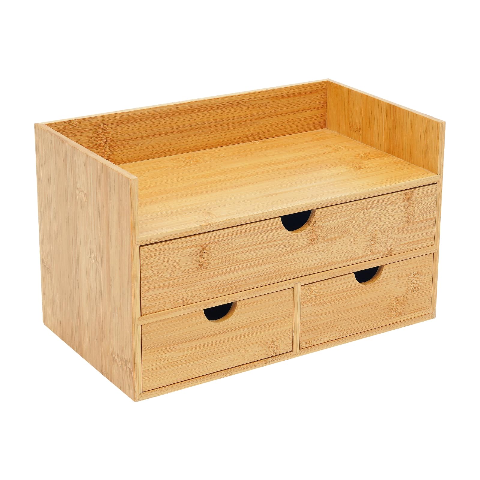 Organizer da scrivania in bambù con 3 cassetti, organizer per cassetti, ufficio, cassettiera naturale, 30 x 19 x 20 cm