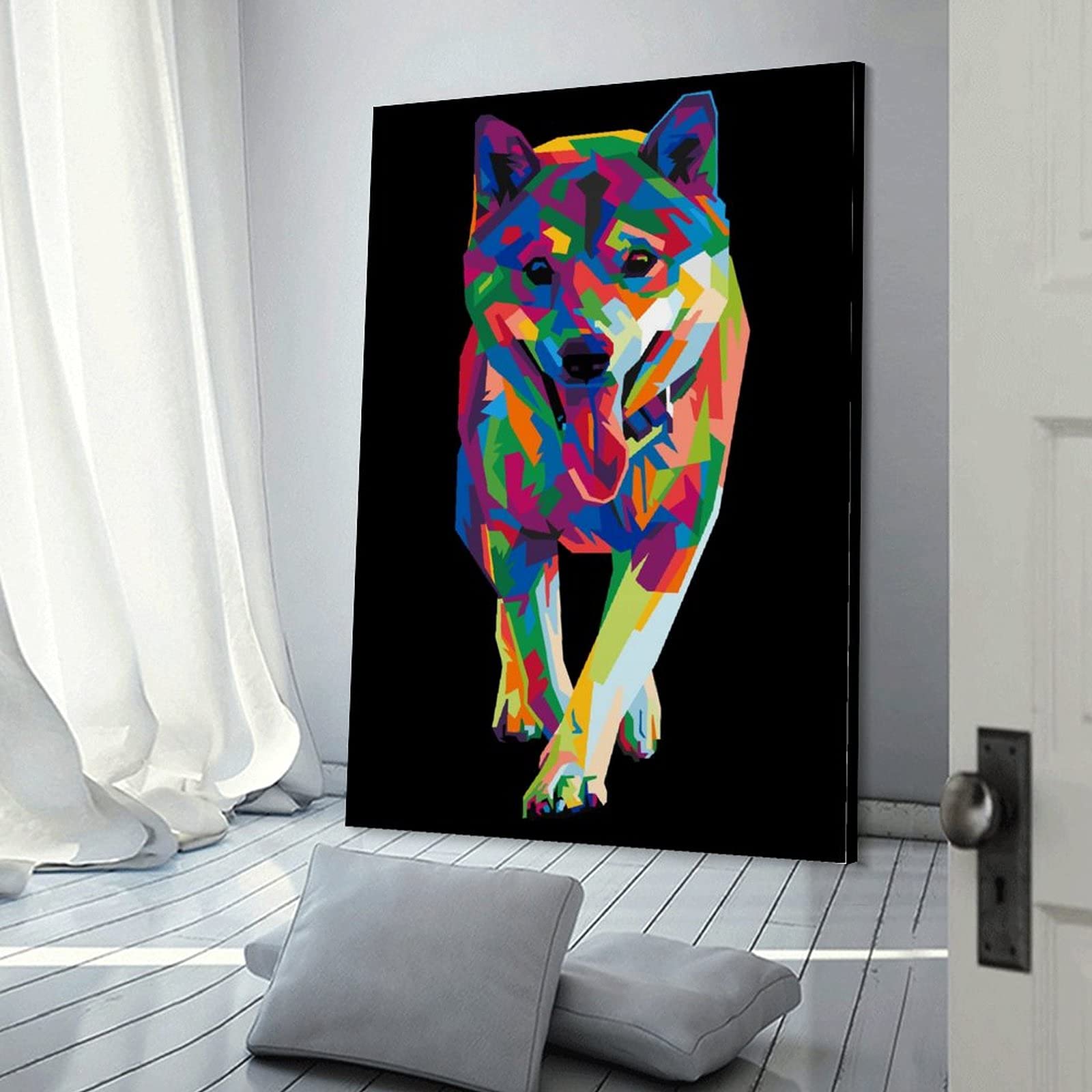 Amazon｜カラフルな柴犬ポップアートインテリアアートポスター絵画装飾