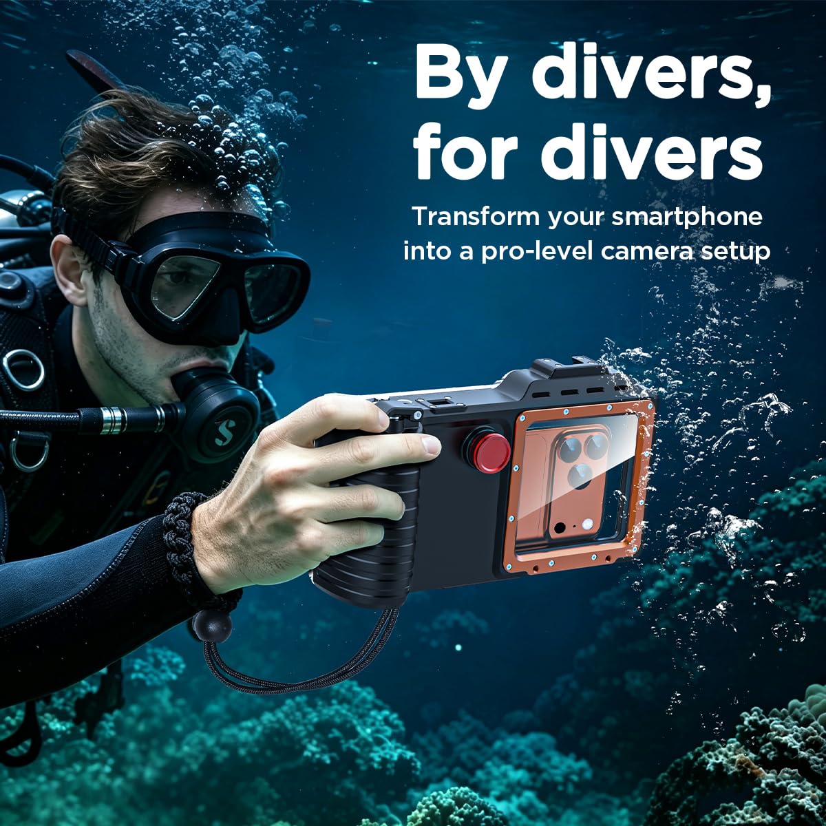 AICase Funda para teléfono móvil profesional de buceo, 45 m, resistente al agua para teléfonos móviles | Para buceo, natación y esnórquel, cámara de fotos y vídeo, compatible con iPhone, Samsung, Xiaomi y Google Pixel