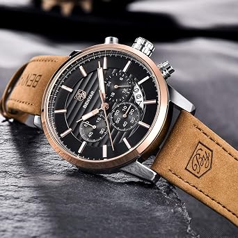 BENYAR Mens Watches Analog Quartz Chronograph Waterproof Watch for Men | Fashion Business Work Casual Sport Wrist Watches for Men Luminous Designer Dress Watch Calendar Elegant Gifts for Men