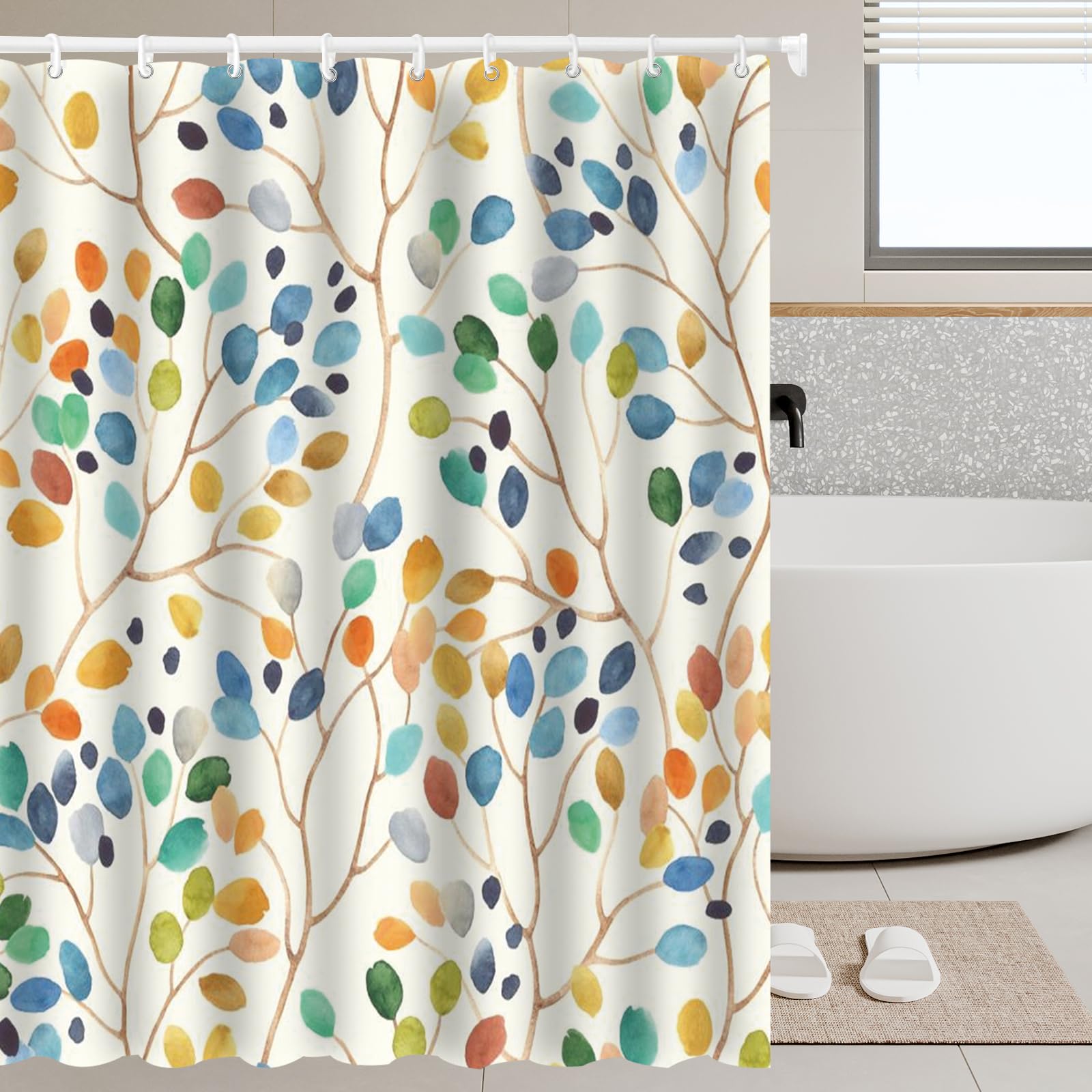 Cortina De Ducha 180x200 cm, Cortina Bañera Antimoho, Cortinas de Baño Impermeable, Cortina Ducha Colores, Shower Curtain, con 12 Ganchos, para Bañera o Ducha