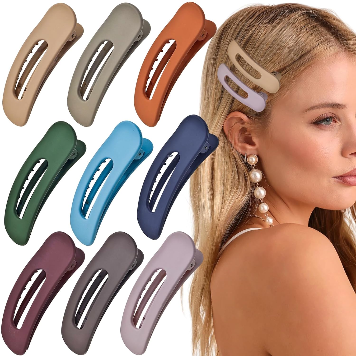 9PCS Small Flat Hair Clips Neutral Color Flat Claw Clips French Non-slip Barrettes Hair Accessories for Women Girls Thin Hair