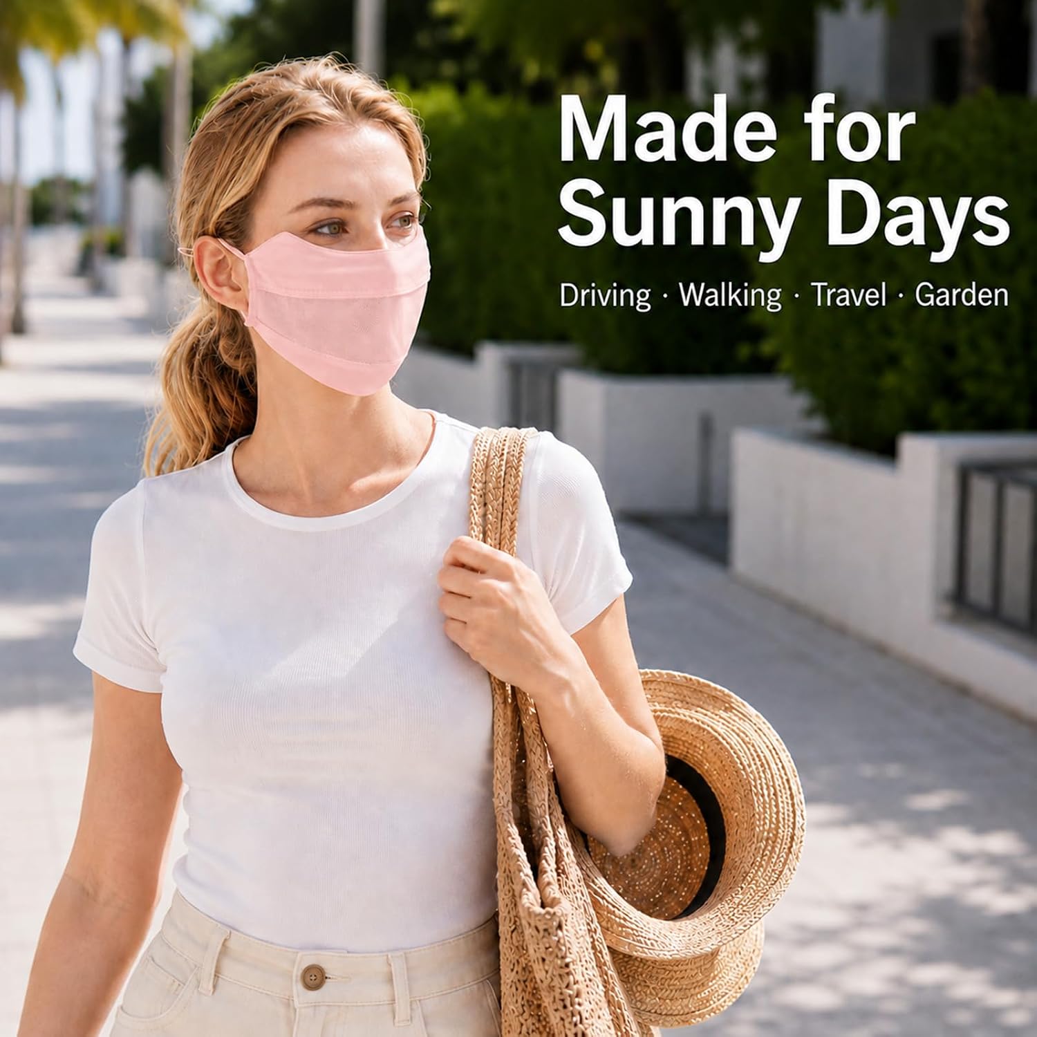 KUKASEN UV Face Mask for Women, UPF 50+ Sun Protection Face Cover with Breathable Mesh, Adjustable Ear Loops, Washable