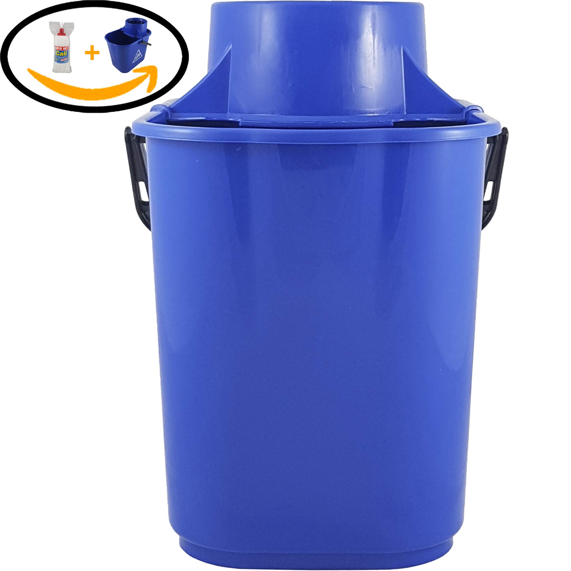 Fregona de Microfibras Super Net Cali con Cubo (210 Gramos, Pack 1 Fregona y Cubo 14 L. Azul)