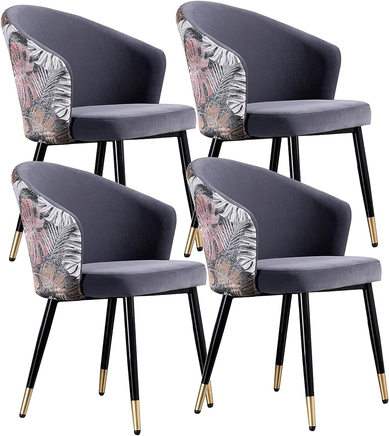 IvyLoutish Kitchen Counter Chairs Lounge Leisure Living Room Corner Chairs, with Metal Legs and Embroidered Backrests, Modern Dining Room Furniture