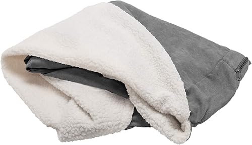 Miniatura 7 de Furhaven - Funda de repuesto para cama de perro de felpa y gamuza estilo sofá, lavable a máquina, color gris, tamaño jumbo (XL)