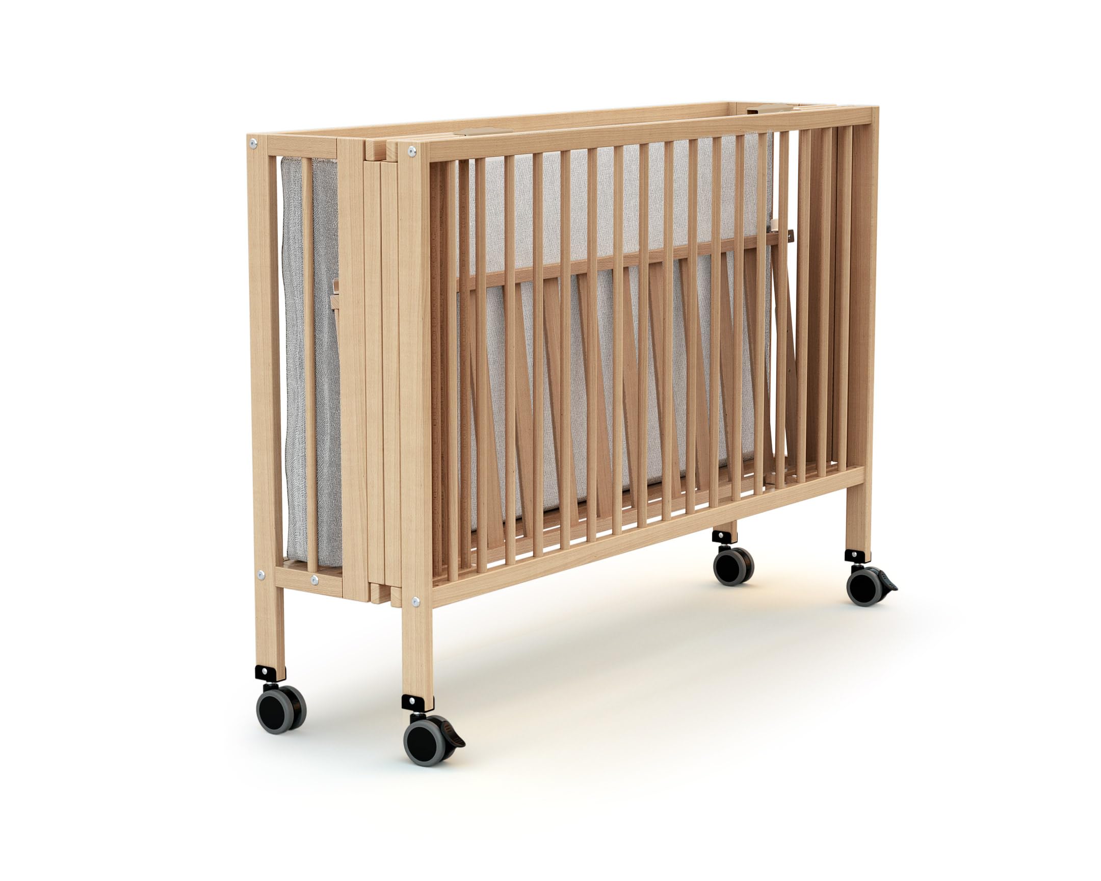 AT4 - Lettino bambini pieghevole ESSENTIEL legno - Faggio verni - 60 x 120-124,5 x 64,5 x 87,5 cm