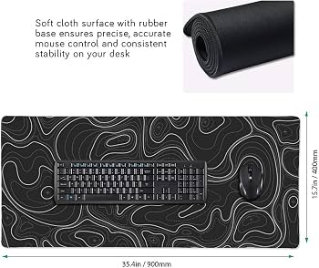 Amazon.com: Large Gaming Mouse Pad Black Topographic Contour Mouse
