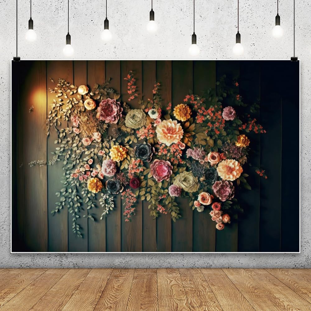 YongFoto Elegant Retro Bloom Flower Wall Backdrop 7x5ft Spring Green Plant Climbing Vines Floral Photography Background Bridal Shower Wedding Party Banner Room Decor Portraits Photoshoot Wallpaper: 6ftx4ft Style 2