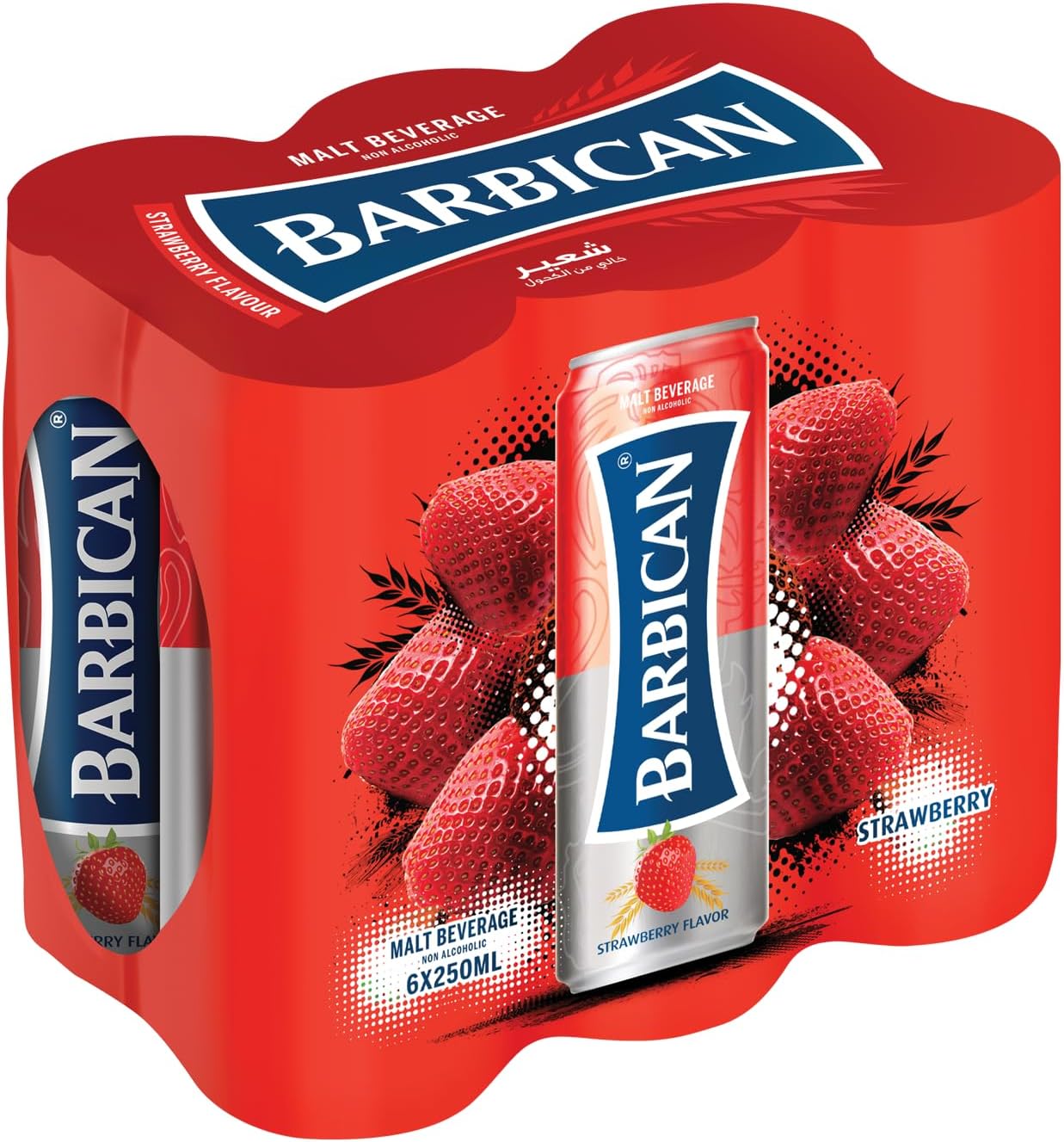 Barbican Strawberry Flavour Non-Alcoholic Malt Drink Bottle, 6 x 250 ml