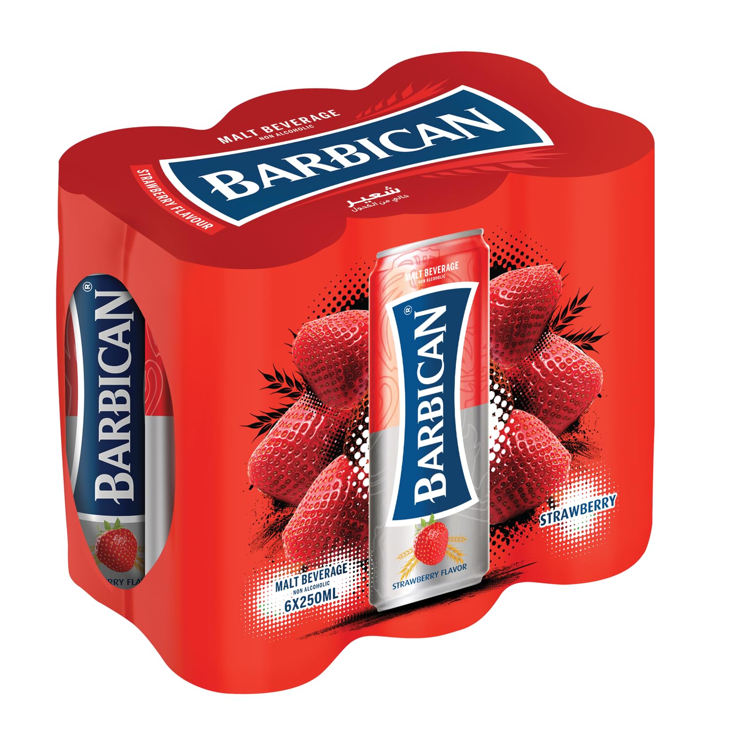 Barbican Strawberry Flavour Non-Alcoholic Malt Drink Bottle, 6 x 250 ml