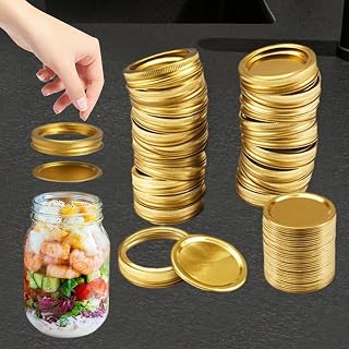 24 Pack Gold Mason Jar Lids with Split-Type Rings and Sealing Covers for Regular Mouth Canning Jars Food Storage Leak Resistant Kitchen Use