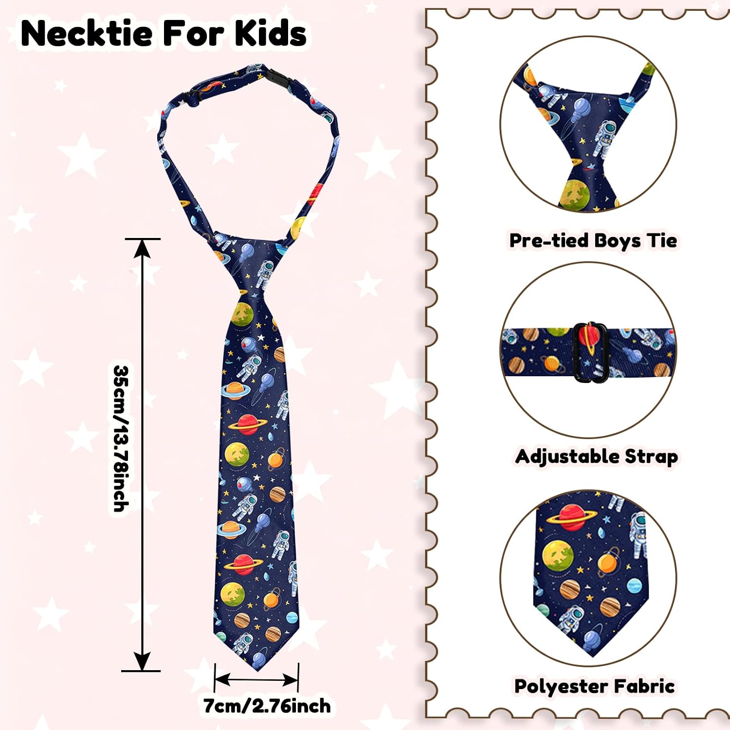 Boys Tie Pre-tied Adjustable Necktie for Kids Girls Leisure Cute Decoration Wedding Birthday Party Graduation