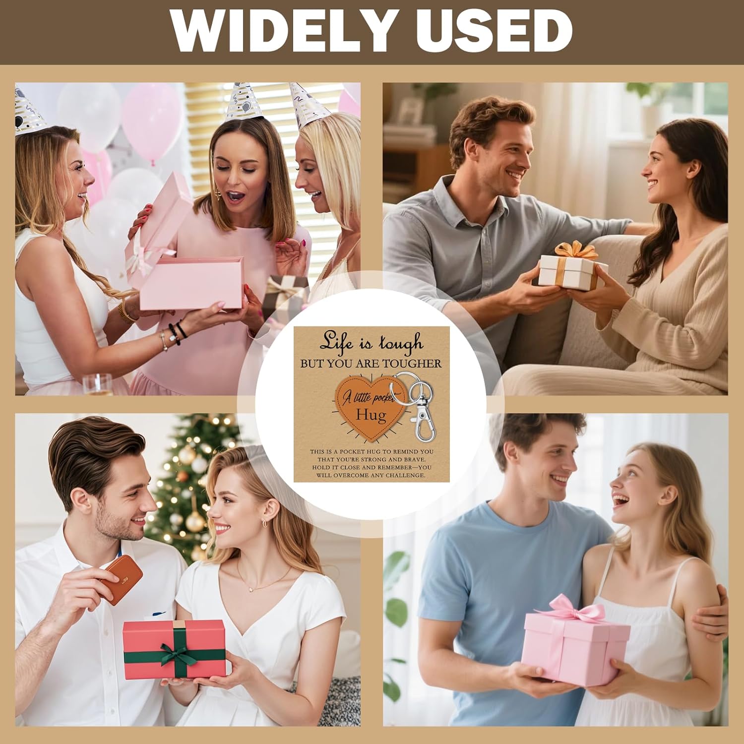 Heartfelt Pocket Hug Keychain with Card - Cancer Care Gifts Life Is Tough But So Are You Encouragement Wooden Gifts for Women, Cancer Care, Thinking of You, Graduation, Christmas - Image 7