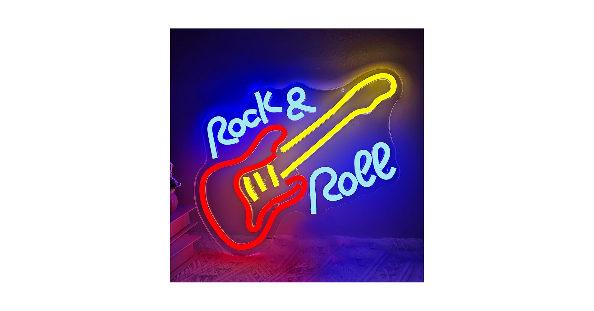 ネオンサイン ROCK ROLL ロックンロール ギター インテリア 室内装飾 ロックロールネオンサインギター音楽 Led ネオンライトアート壁