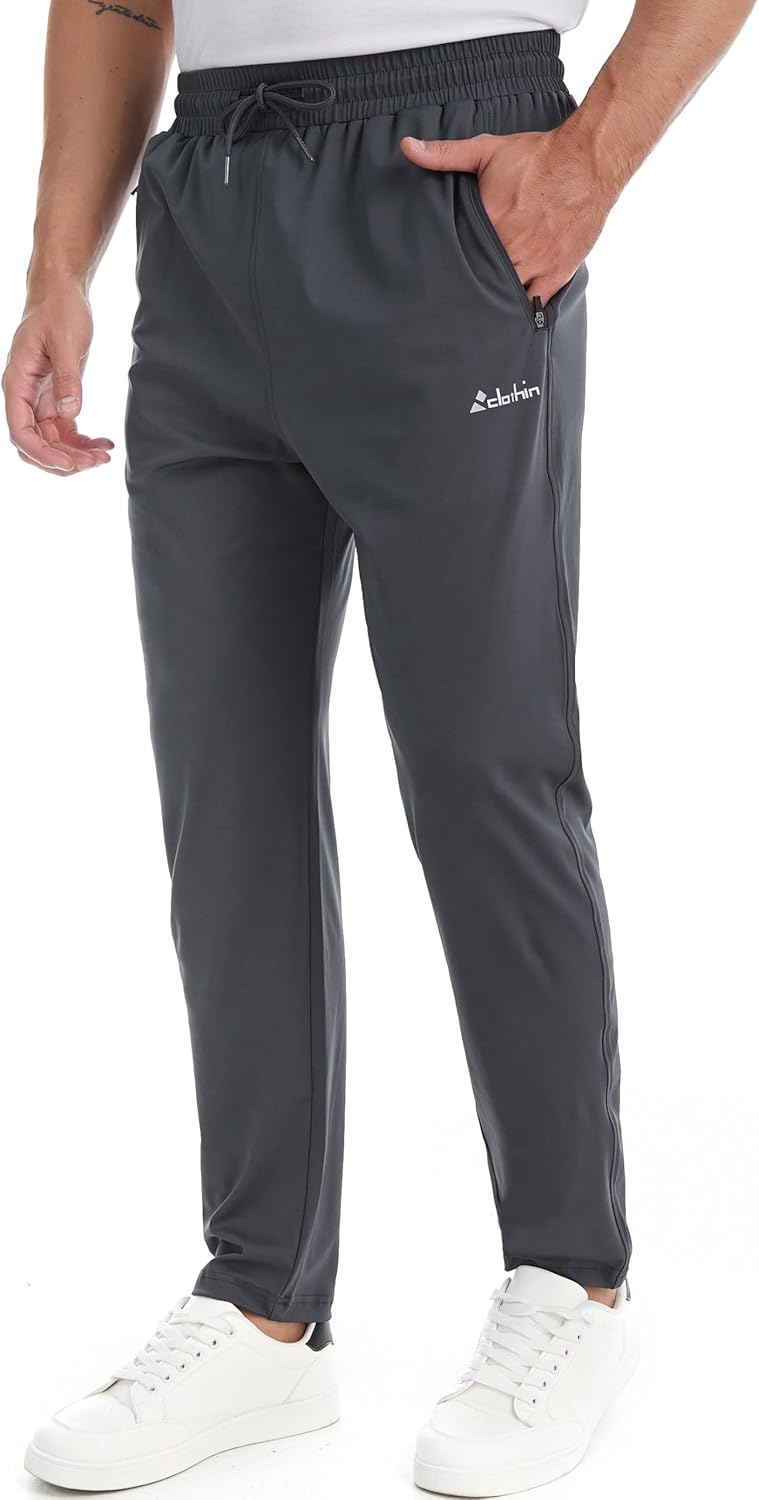 clothin Men's Athletic Pants with Zipper Pockets Running Sweatpants for Jogging Workout Training Lounge Casual Sport - Image 3