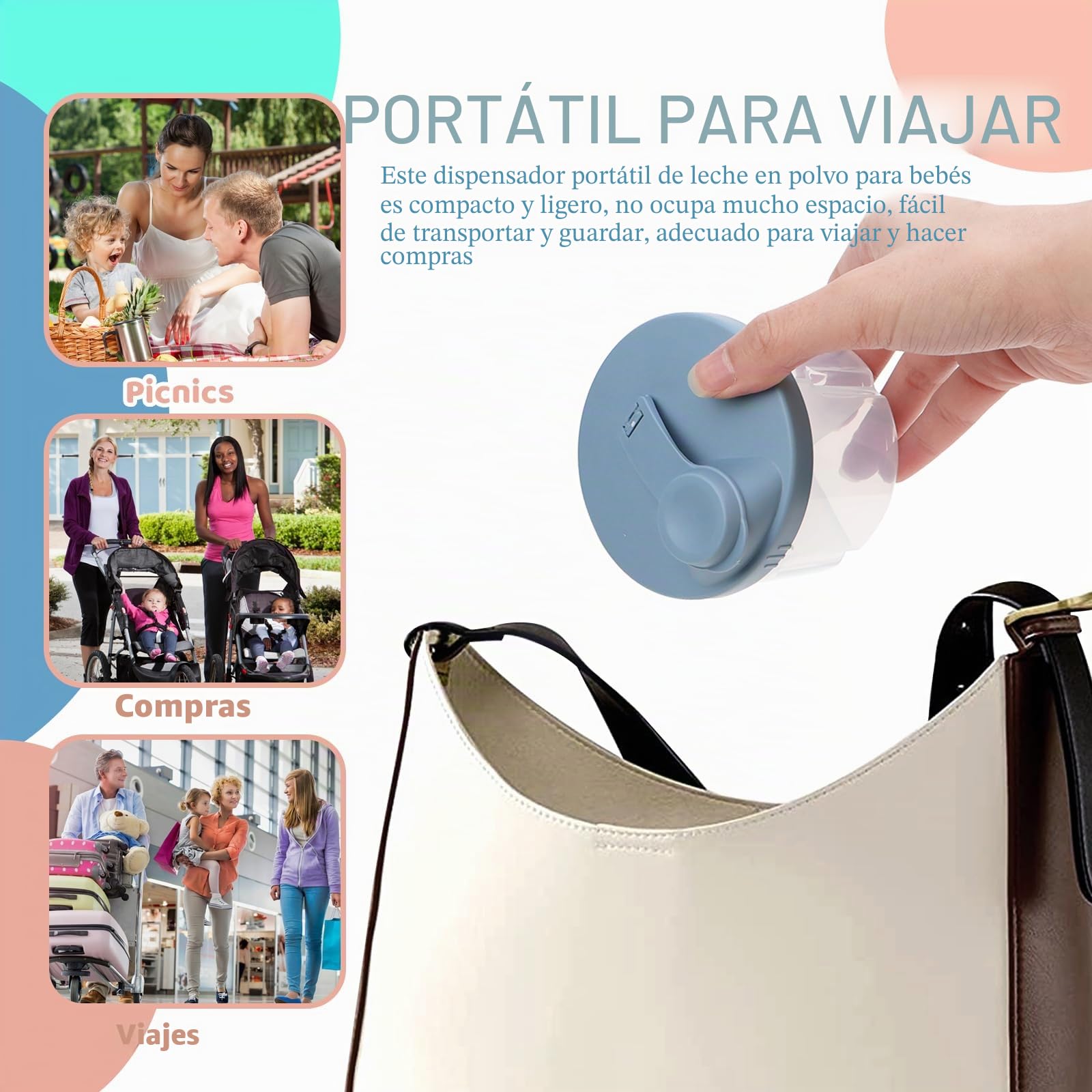 KXVXXV 2 PCS Dosificador Leche en Polvo Bebe Transparente Dispensador de Leche en Polvo Bebé Portátil Porta Leche en Polvo Bebe Viaje Dispensador Leche Bebe azul y rosa