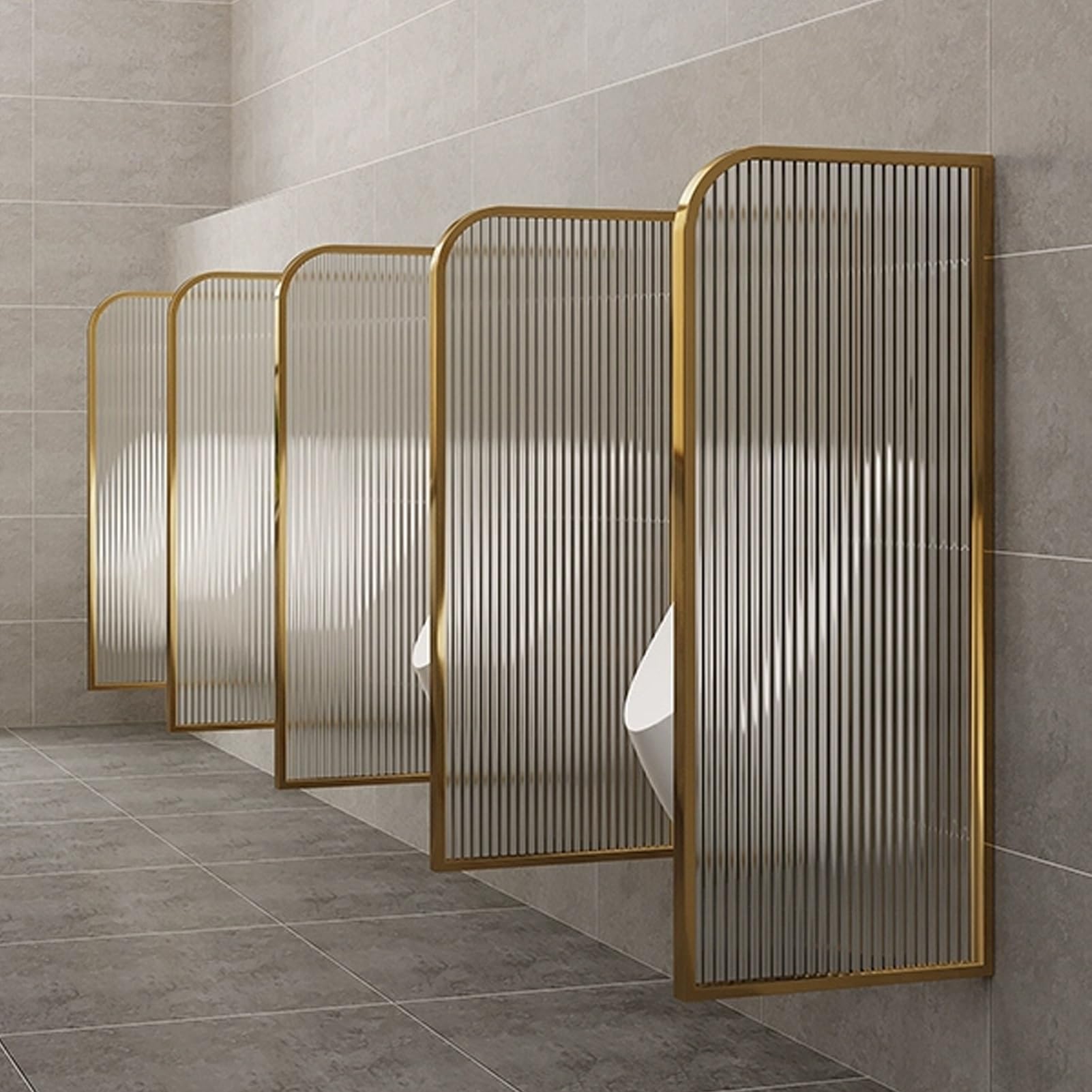 Mampara de pared para urinario de acero inoxidable dorado para baño de oficinas
