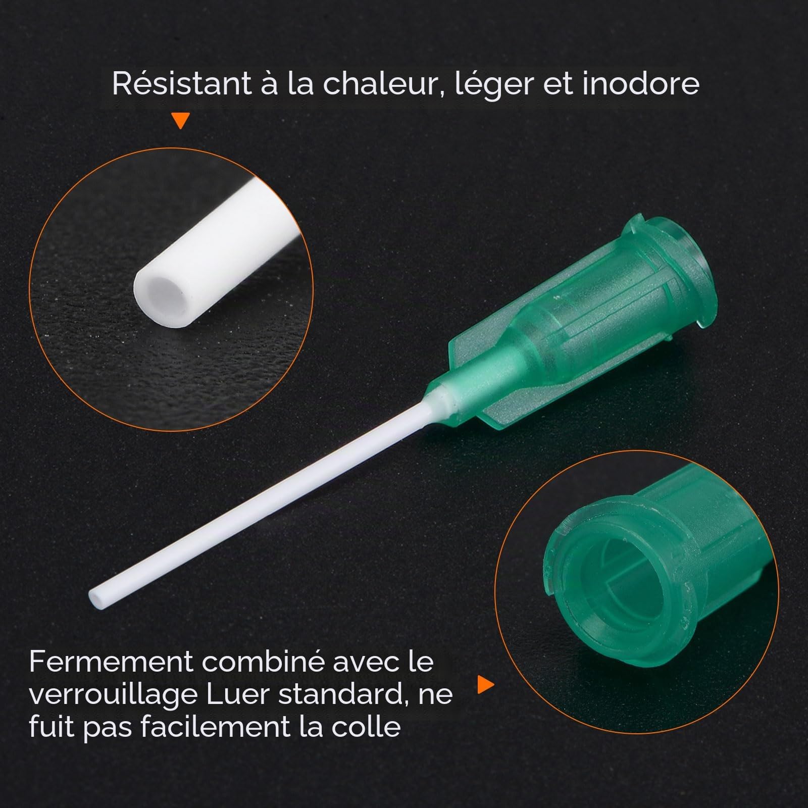 QUARKZMAN 100 Pcs 25G Aiguilles de Distribution en Plastique avec Verrouillage Luer, Tube d'Aiguille en PTFE de 1 Pouce, Embout Émoussé en Plastique Résistant à la Chaleur Pp, Vert