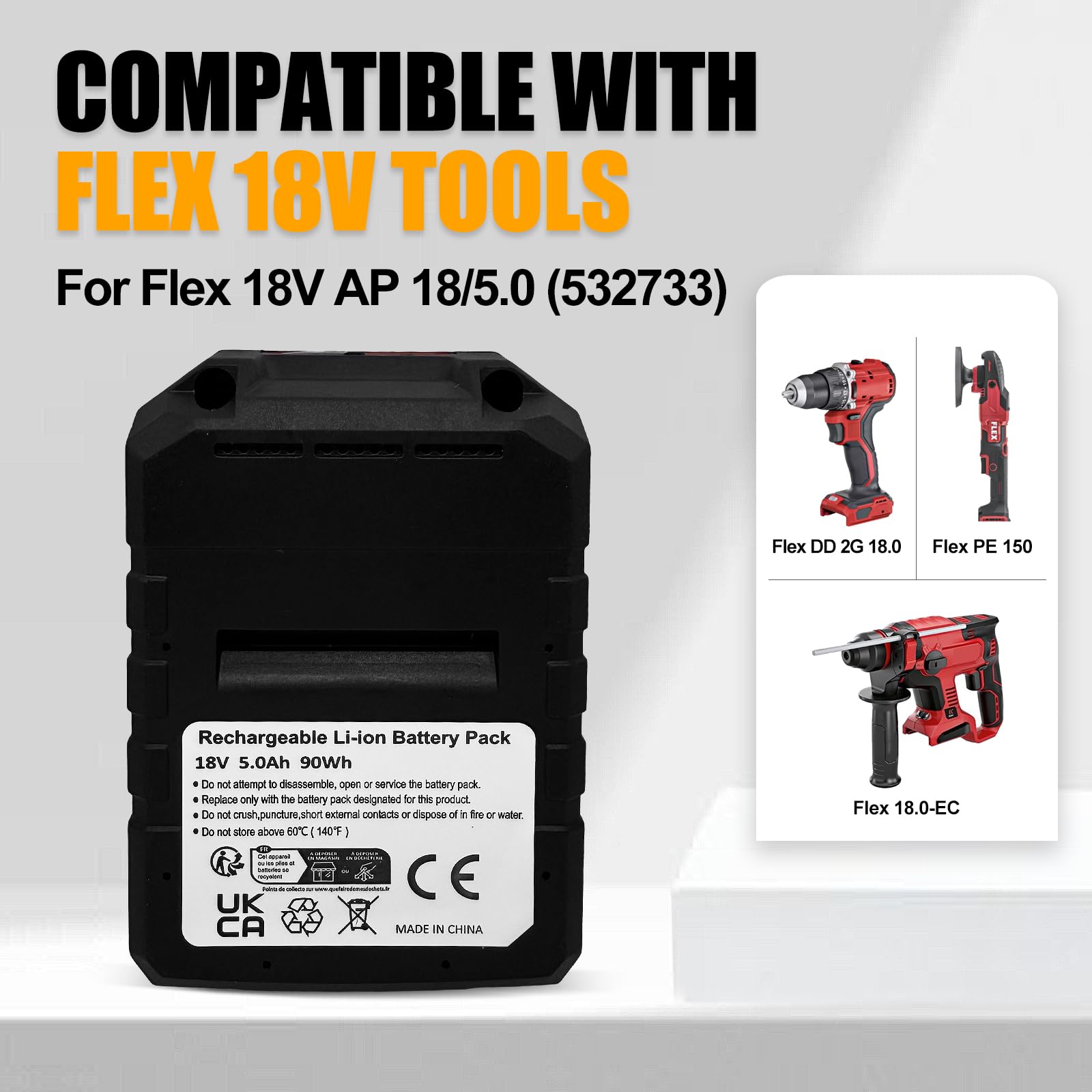 Batería de repuesto para 532733 (18 V, 5,0 Ah) | Compatible con baterías Flex de 18 V