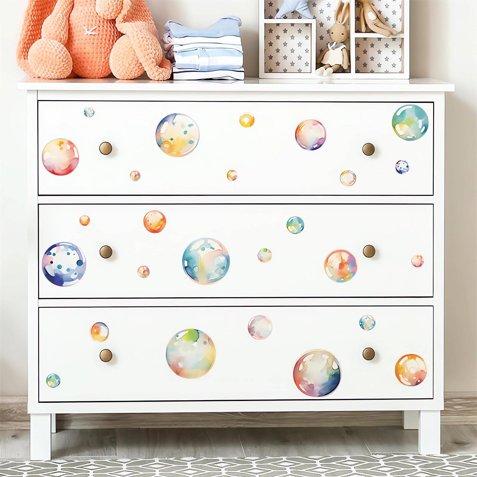 Sacinora Colorful Bubbles Wall Decals 6 Sheets 72 Pcs Light Pink ...