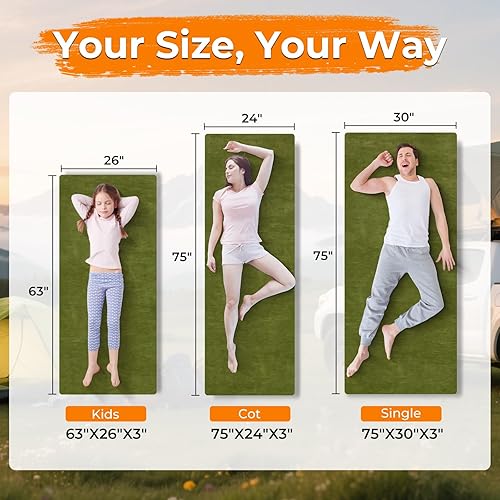 Miniatura 9 de BDEUS Colchón de espuma viscoelástica de 3 pulgadas, impermeable, enrollable, para adultos, colchón enrollable portátil para viajes, para invitados,